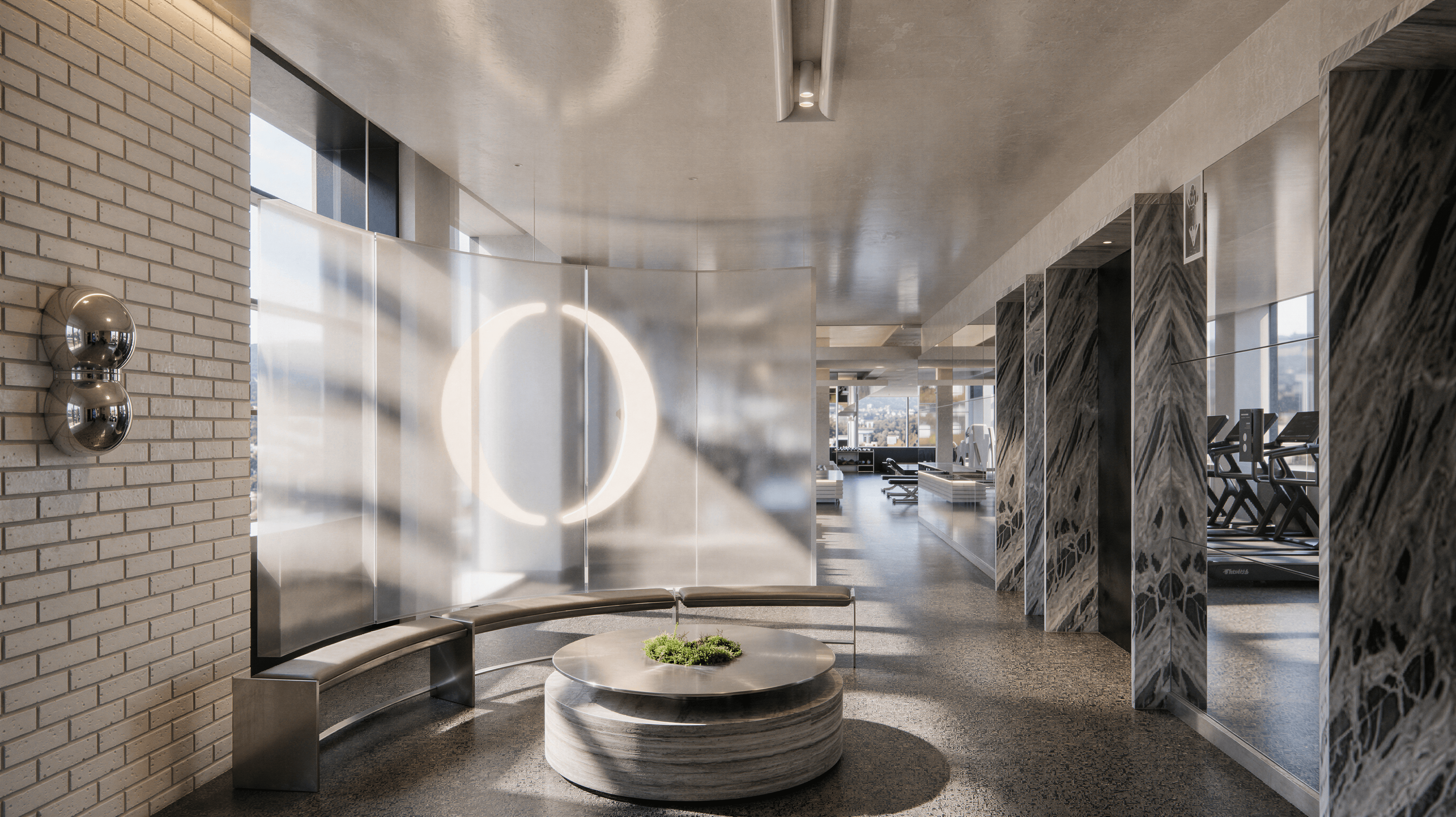 The lobby of a gym