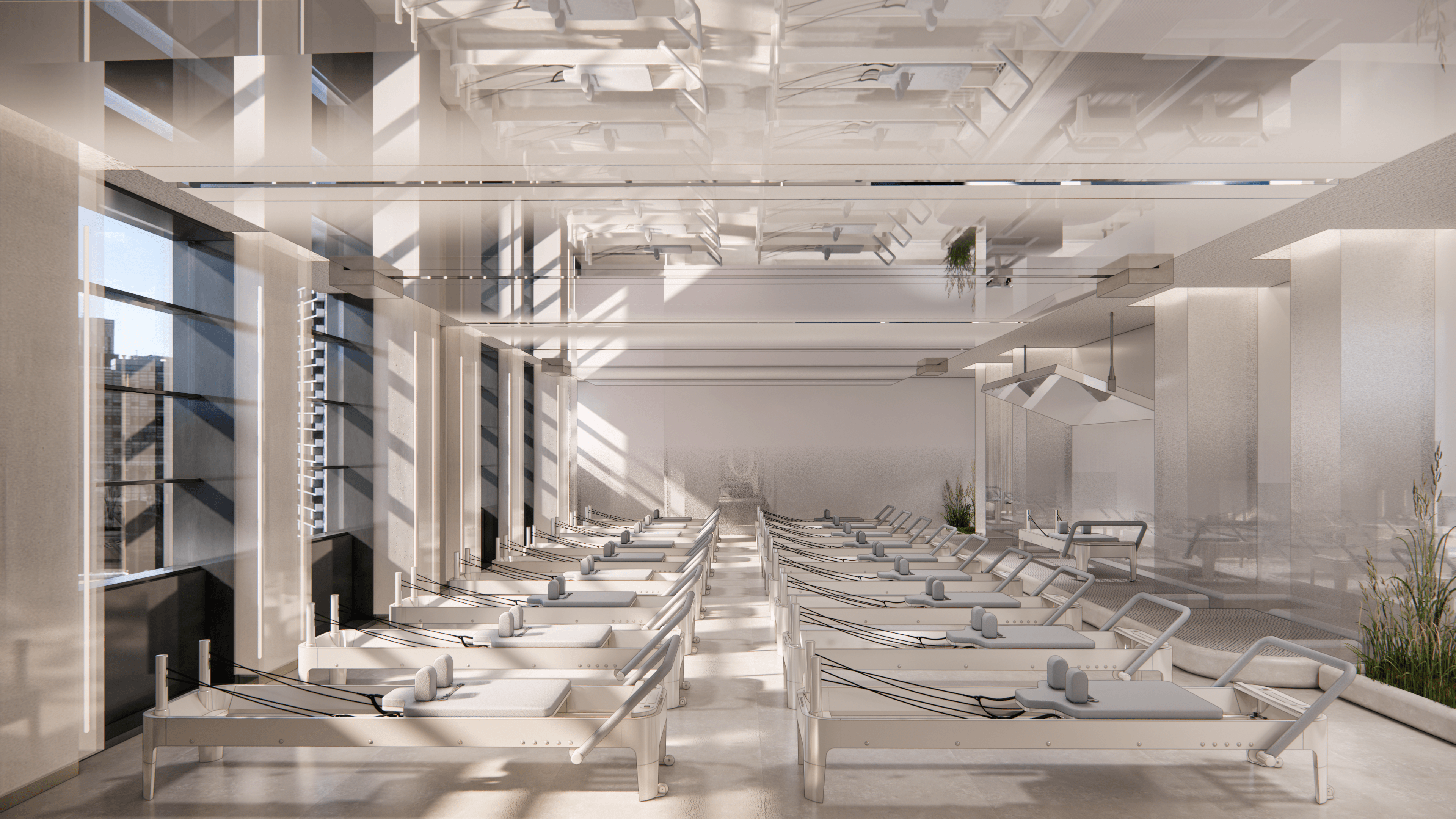 A reformer studio with a light decor